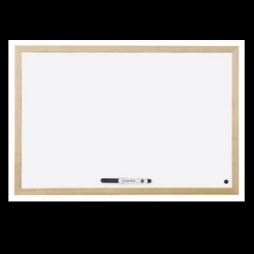 Bi-Office - Lavagna bianca - montabile a parete - 600 x 900 mm - acciaio laccato - non magnetico - bianco - cornice naturale